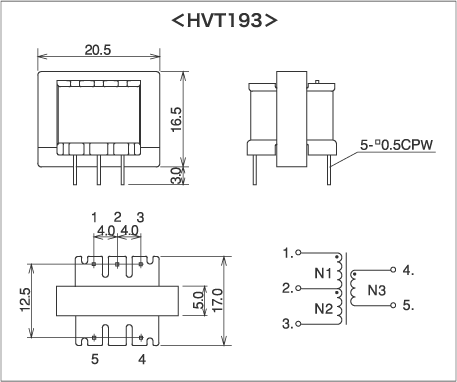 HVTシリーズ 寸法図及び結線図